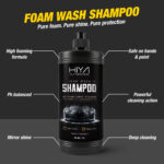 Hiya Automotive Car Foam Wash Shampoo features: pH balanced, mirror shine, and deep cleaning