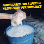 Thick snow foam suds from Car Foam Wash Shampoo being applied with a sponge