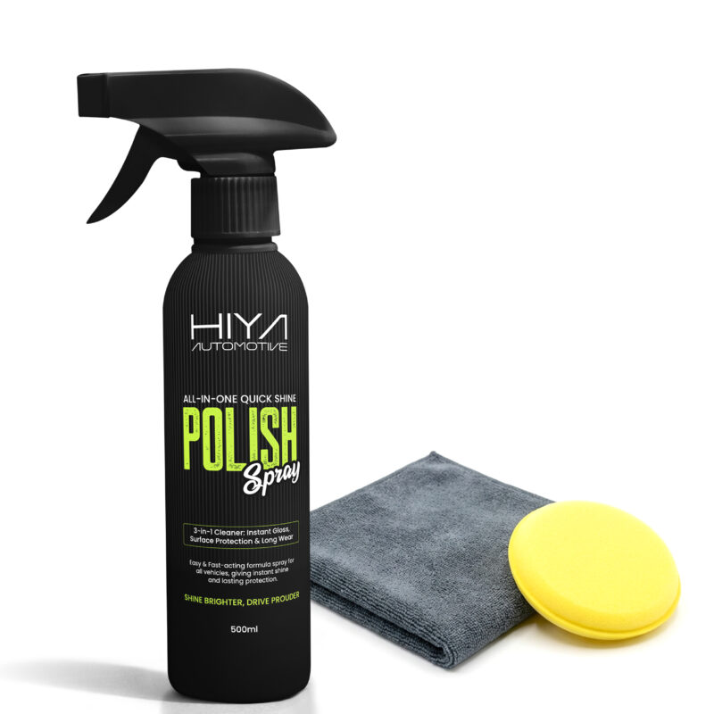 Quick Shine Polish Spray for Car & Bike | Dashboard Polish, Tyre Shine, Plastic & Paint Restorer | Instant Gloss, Dust Repellent, Long Lasting Protection | Pack of 1 + Microfiber Towel & Pad
