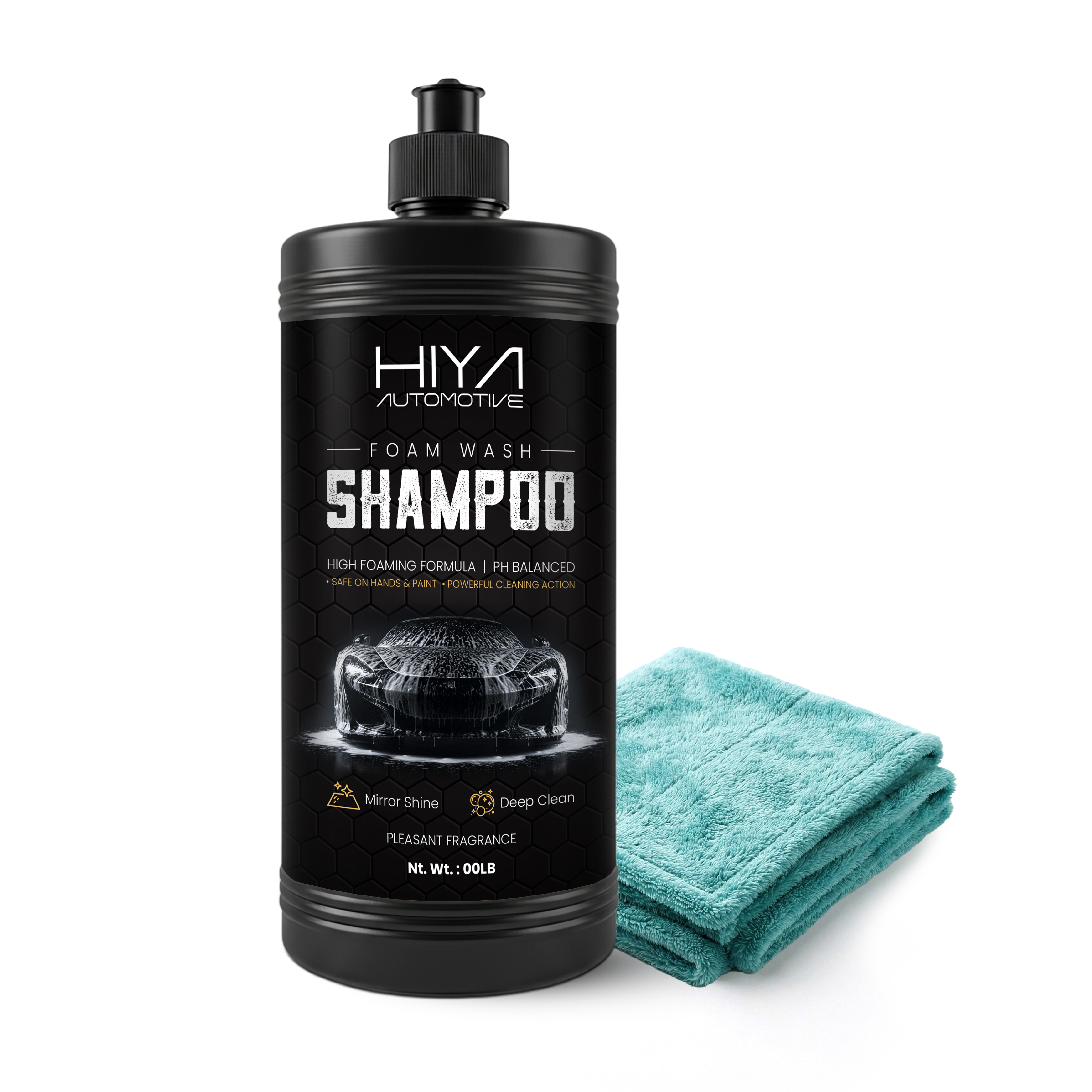 shampoo with towel.jpg Hiya Snow Foam Car Wash 1L | High Foam | Safe for Paint & Coating - Image 1