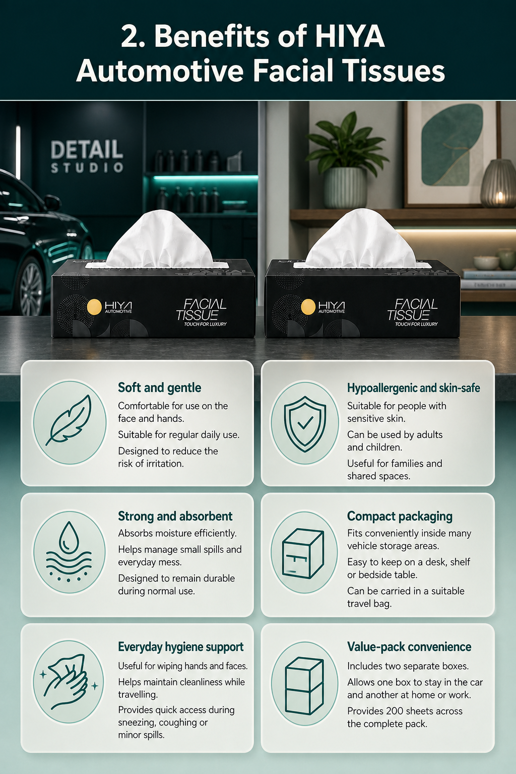 2. Benefits of HIYA Automotive Facial Tissues