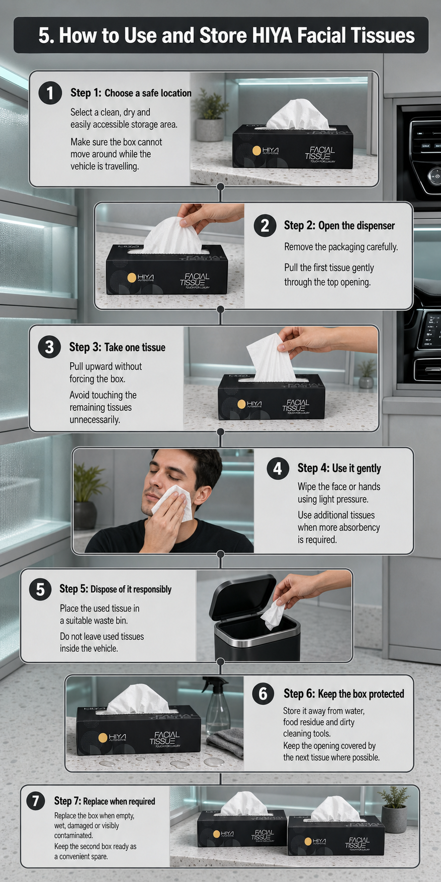 5. How to Use and Store HIYA Facial Tissues
